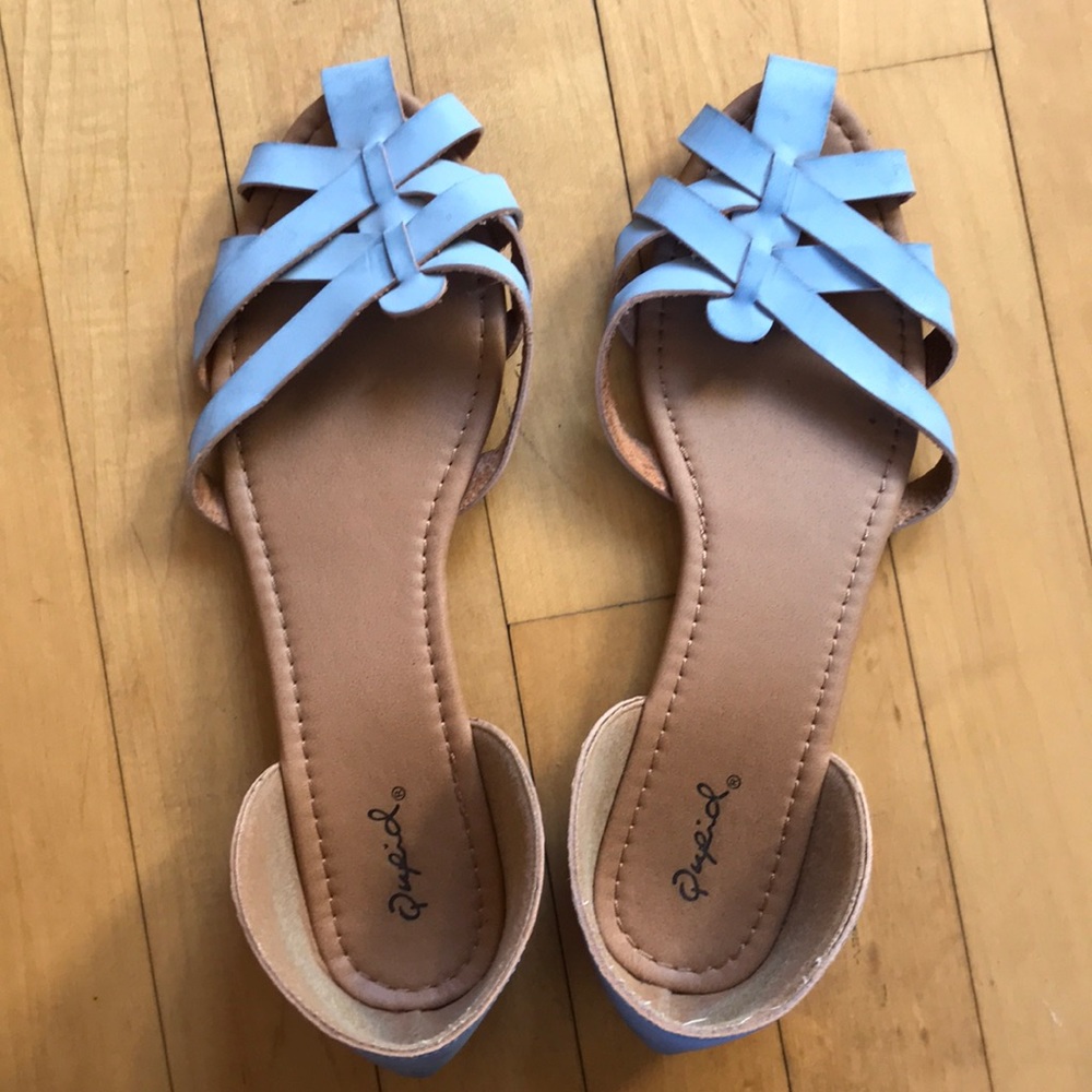 Sky blue woven flats